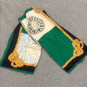 Green and Gold Scarf Used For Hair Tie